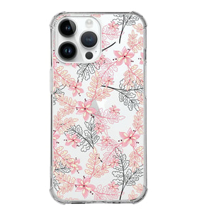 Apple iPhone 14 Pro Max Uyumlu Köşe Korumalı Antişok Kapak Floral Kırmızı Tasarımlı Şeffaf  Kılıf