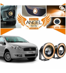 Fiat Linea Uyumlu, Universal Mercekli Led Angel Sis Farı, 76mm Turuncu Renk