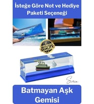 Mavi Su Akvaryum Dikdörtgen Sevgiliye Özel Batmayan Dekoratif Notlu Aşk Titanik Gemisi (Çok Renkli)