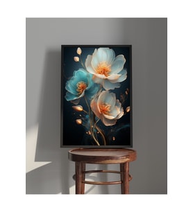 Tablo  Ahşap Çerçeveli Tablo  Çerçeveli Poster  Modern, Minimal Çiçek Tablo, Çiçek Temalı Tablo (Karışık)