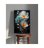 Tablo  Ahşap Çerçeveli Tablo  Çerçeveli Poster  Modern, Minimal Çiçek Tablo, Çiçek Temalı Tablo (Karışık)