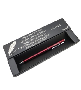 Signator® C516 Slim Kırmızı Krom Tükenmez Kalem  İsme Özel Kalem  Hediyelik Kalem (Karışık)