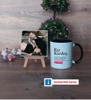 Kız Kardeş Fotoğraflı Dekoratif Taş, Kupa Bardak Beyaz Hediye (Model 11)