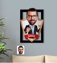 BK Gift Kişiye Özel İsimli Erkek Karikatürlü 3D Ahşap Tablo-50