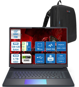Dell Alienware 16 Area-51 AA16250 Ultra 9 275HX Ddr5 128GB 4tb SSD 16GB/RTX5080 175W 16INÇ Wqxga 240Hz 500NITS 3ms WINDOWS11HOME Gaming Laptop AA1625080H55+ZETTAÇANTA