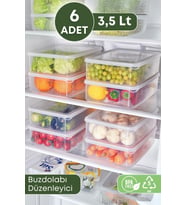 6 Adet Dipfriz Saklama Kabı 3,5 Lt Şeffaf- Et-kıyma-tavuk Saklama Buzdolabı Düzenleyici - BDD-471