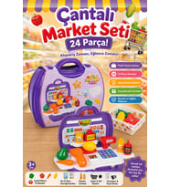 Çantalı Market Seti 24 Parça Oyuncak Yazar Kasa ve Sebzeler Eğitici Evcilik Oyuncakları (3+ Yaş)