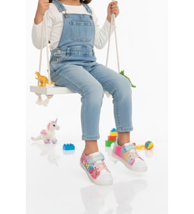 Promax Renkli Desenli Cırtlı Kız Çocuk Sneaker 1842 P (Beyaz)