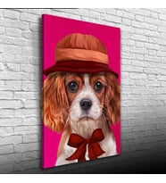 Şapkalı Köpek Kanvas Tablo 50 x 70