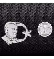 925 Ayar Gümüş Ayyıldız Atatürk Silüeti Yaka Rozeti (Siyah)
