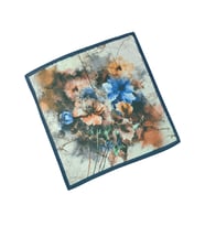 Enba Çiçek Desenli Pamuklu Eşarp 90x90 cm (Lacivert)