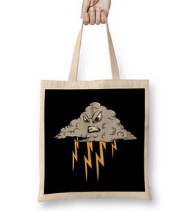 Angry Cloud Causing Lightning Thunderstorm Weather Bez Çanta Uzun Saplı
