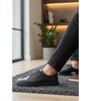 Enoch Erkek Klasik Ayakkabı - Minimalist Kesim Ve Monokrom Esnek Hafif Tabanlı Bağcıklı Model