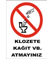 Klozete Kağıt vb. Atmayın Sticker 20X28 Cm