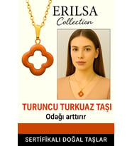 Sertifikalı Gold Yonca Model Turuncu Turkuaz Taşı Kolye Odağı Arttırır (Çok Renkli)