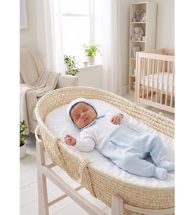Organik Baby Classic Şapkalı Tulum Mavi