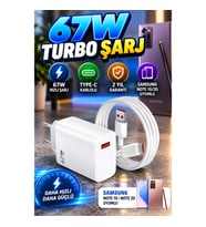 67W Çift Turbo Hızlı Şarj Adaptörü – Samsung Note 10 ve Note 20 Uyumlu Type-C Lightning Kablolu