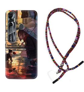 Tecno Spark 6 6 Go 8C 8 Pro 7 7 Pro Kılıf Boyun Asklı Rasta Silikon Kız ve Kedi 1762
