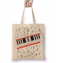 Piano Piyano Müzik Notaları Bez Çanta Uzun Saplı