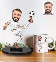 Kişiye Özel Futbolcu Tasarımlı Karikatür Biblo Ve Kupa Hediye Seti 114