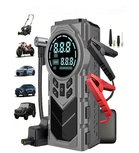 8000mAh Dijital Ekranlı Araba Akü Takviye'li Kompresör Araç Lastik Şişirme Hava Pompası - 150PSI