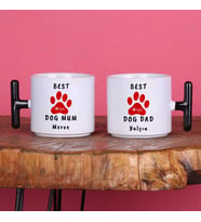 Kişiye Özel Köpek Annesi ve Köpek Babası Tasarımlı İsimli Best Dog Mum ve Best Dog Dad Yazılı Kupa Bardak