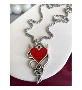 dukkandesign Snake Devil Heart Red Kolye