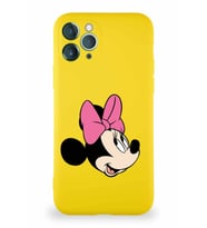 Apple iPhone 11 Pro Soft Premier Kapak Minnie Mouse-A Tasarımlı Silikon Kılıf - Sarı (Şeffaf)