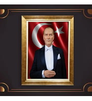 Altın Varaklı Çerçeveli Paspartulu Atatürk Tablo nl02A505 (Gold)