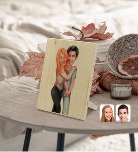 BK Gift Kişiye Özel Sevgililer Karikatürlü Dekoratif Ahşap Çerçeve Model 85