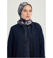 Schaless Süvarinin Arması - Somon - Vierra Desenli Viskon Eşarp - 90x90 Cm (Mor)
