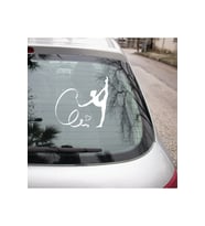 Kalp Ve Dans Eden Balet Sticker Yapıştırma Beyaz Renk 18CM