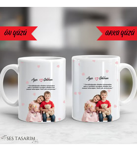 Kendin tasarla Porselen Kupa Bardak, Kişiye Özel Kupa Bardak - Çift Taraf Fotoğraf Baskılı, Hediye (Beyaz)