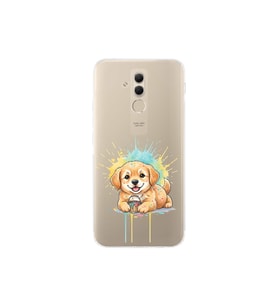 Huawei Mate 20 Lite ile Uyumlu Splash Köpek Tasarımlı Şeffaf Silikon Kılıf