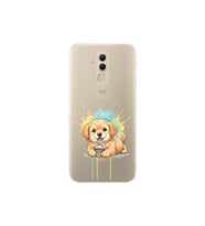 Huawei Mate 20 Lite ile Uyumlu Splash Köpek Tasarımlı Şeffaf Silikon Kılıf