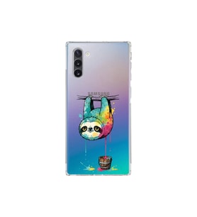 Samsung Galaxy Note 10 ile Uyumlu Splash Tembel Hayvan Tasarımlı Şeffaf Silikon Kılıf