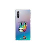 Samsung Galaxy Note 10 ile Uyumlu Splash Tembel Hayvan Tasarımlı Şeffaf Silikon Kılıf
