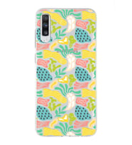 Samsung Galaxy A70 ile Uyumlu 1mm Kapak Memphis Desen Tasarımlı Şeffaf Silikon Kılıf