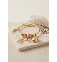 Pembe Deniz Kabuğu Model Gold Renk Charmlı Bileklik TJ-BB8676