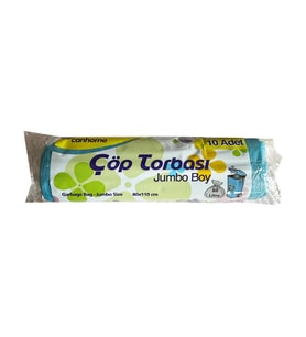 Canhome Jumbo Boy - Mavi - 210 Gr. - 80x110 Cm. - 80 Litre Çöp Torbası Poşeti - 10 Adetlik 1 Rulo