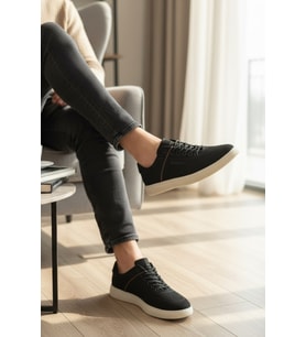 Enoch Hakiki Deri Süet Kahverengi Biyeli Siyah Erkek Sneaker