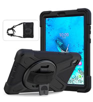 Lenovo Tab M10 3. Nesil TB-328FU T610 Kılıf Defender Askılı Zırhlı Tank Case (Siyah)