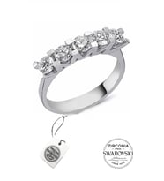 Söğütlü Silver Gümüş Swarovski beş taşlı V modeli yüzük