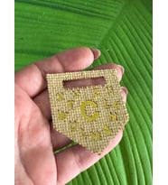 6X5 CM ÜTÜ İLE YAPIŞAN HASIR C HARFİ ARMA DİKİŞ GİYİM AKSESUARI (Altın)