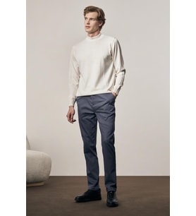İndigo Yan Cep Düz Paça Pamuklu Comfort Fit Chino Casual Pantolon 1003255166