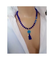 Taraftar Renkleri Doğal Taş Unisex Kolye Renk Seçenekli (Mavi)