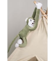 Boumini Toys Boyuna Sarılan Pelüş Maymun Yeşil Elleri Çıtçıtlı 55 cm