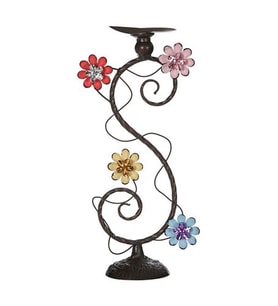 Vitale Saga Çiçekli Metal Mumluk 11x40 cm AK.GA0022