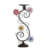 Vitale Saga Çiçekli Metal Mumluk 11x40 cm AK.GA0022