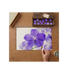 Mor Orkide Çiçeği Tasarımı 240 parça Ahşap Puzzle Ahşap Kutuda MP06274